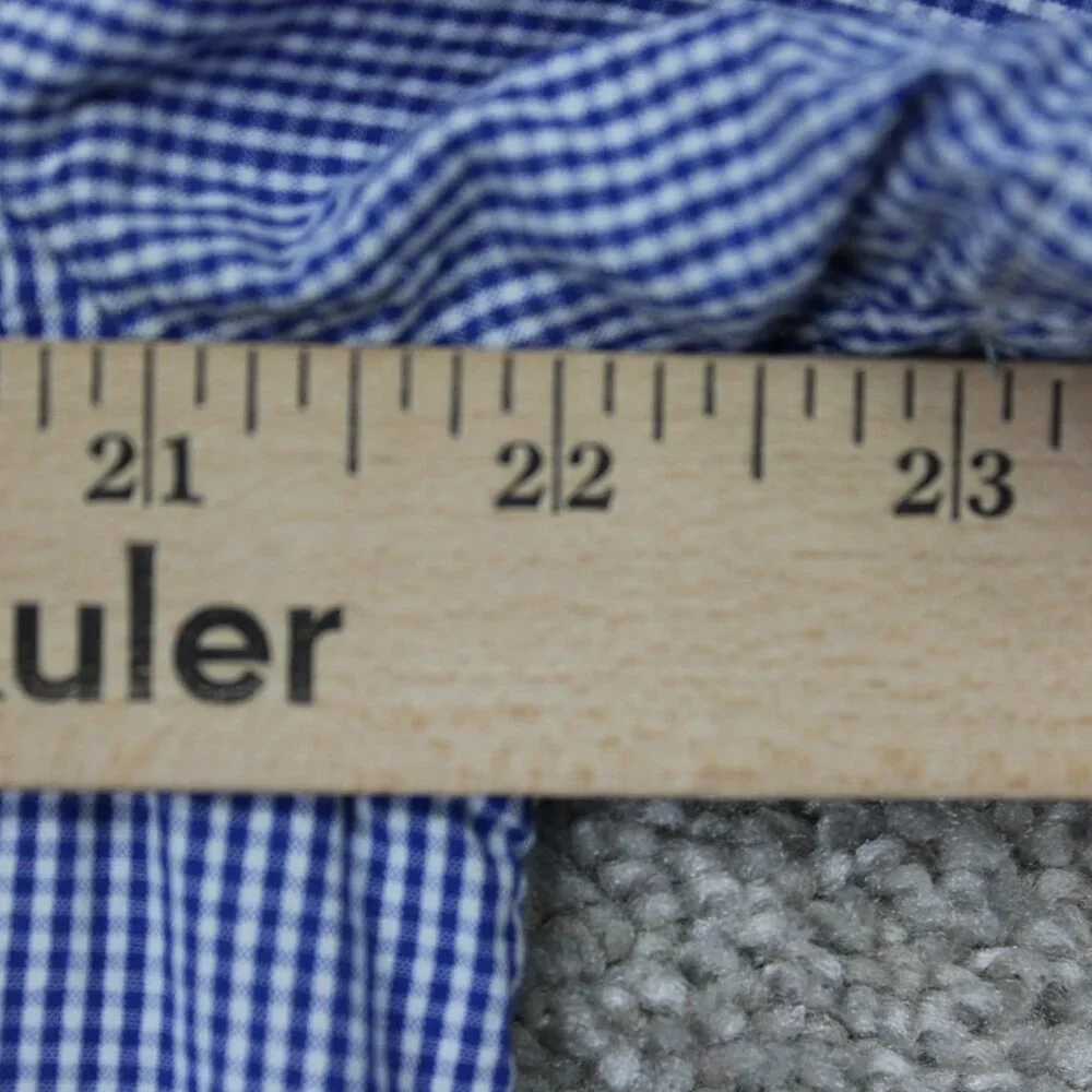 Banana Republic Grant Slim Fit Shirt Men Large Blue/White Checkered Textured S/S